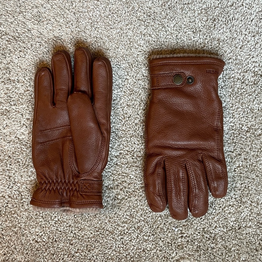 Hestra Brown Leather Gloves - Men’s Size 9